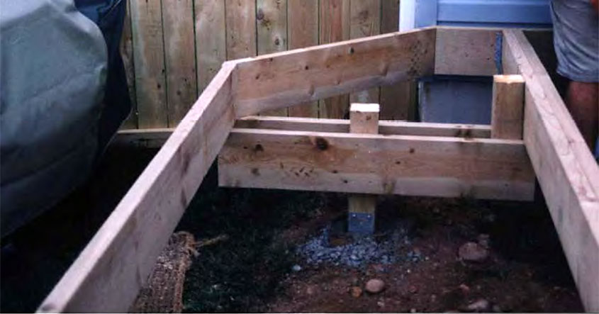 Framing cut corners of a deck.