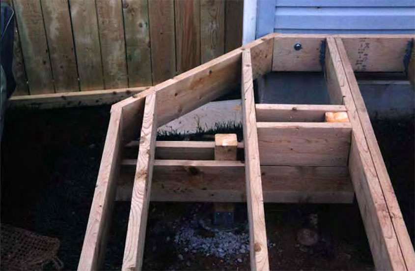 Framing cut corners of a deck.