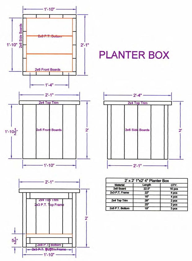 Planter Box Plans - Free PDF - Construct101