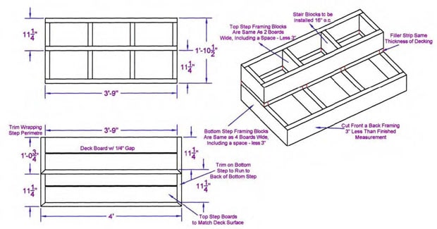 Detail sketch showing double box step construction details.
