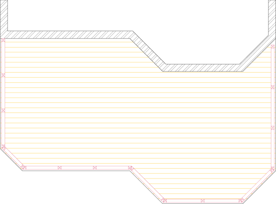 Overhead view of a deck plan for a high single level deck.