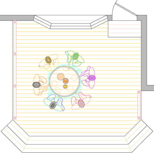 Overhead view of deck plan for a medium low single level deck.