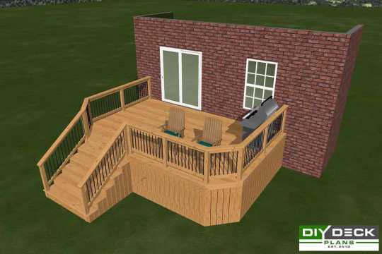 3D render of a single level deck.