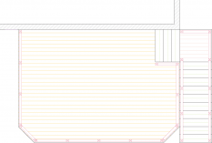 Overhead view of deck plan for a large high single level deck.