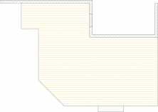 Overhead view of a large low single level deck plan.