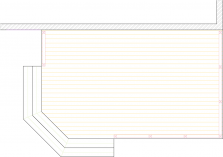 Overhead view of a deck plan for a medium size low single level deck.