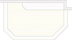 Overhead view of a deck plan for a medium sized low single level deck.