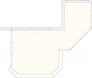 Overhead view of a deck plan for a medium size low single level deck.