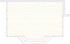 Overhead view of a deck plan for a large single level deck.