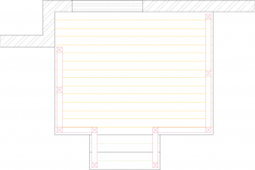 Overhead view of a deck plan for a small single level deck.