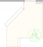 Overhead view of low medium size single level deck plan.