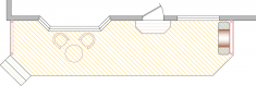 Overhead view of deck plan for a low single level medium size deck.