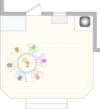 Overhead view of deck plan for a low single level medium size deck.