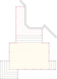 Overhead view of a deck plan for a large 2 level deck.