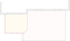 Overhead view of a deck plan for a large 2-level deck.