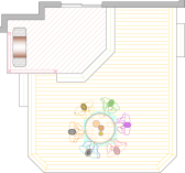 Overhead view of a deck plan for a large 2-level deck.