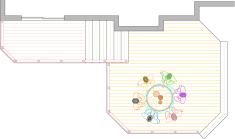 Overhead view of a deck plan for a large 2-level deck.